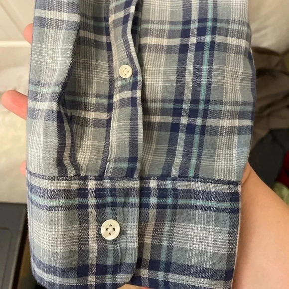 Foundry Men’s Big and Tall Blue, Gray, and White Plaid Button Down shirt - 4XLT - Picture 3 of 7